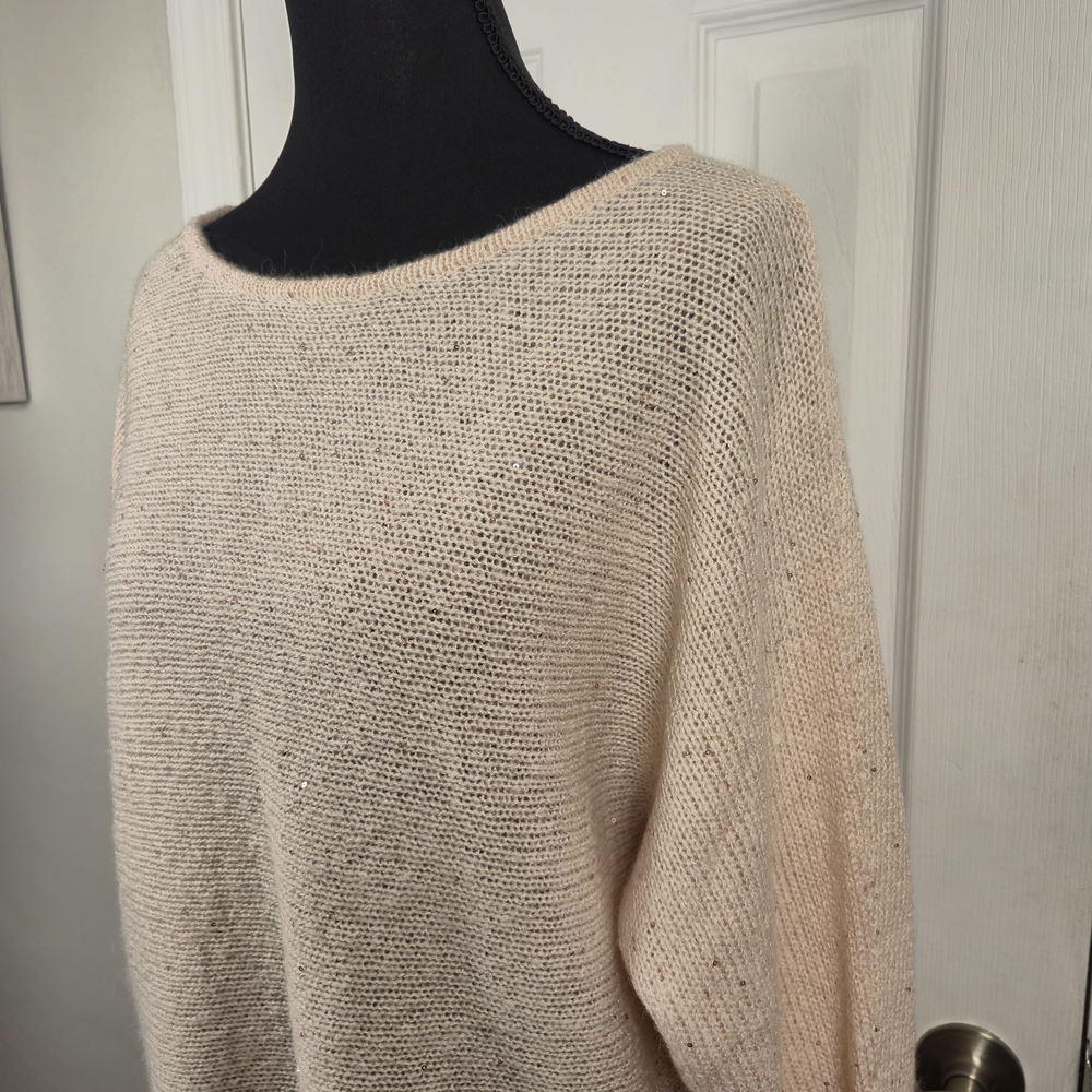 Lilly Pulitzer Soleen Sequin Metallic Sweater Blush Pink Wool Blend S - Picture 4 of 7